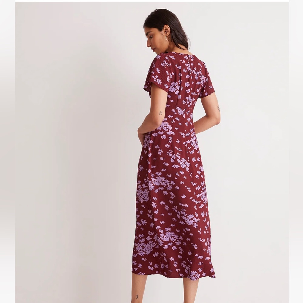 Madewell Burgundy Floral Midi Dress with Lavender Print - Picture 3 of 5